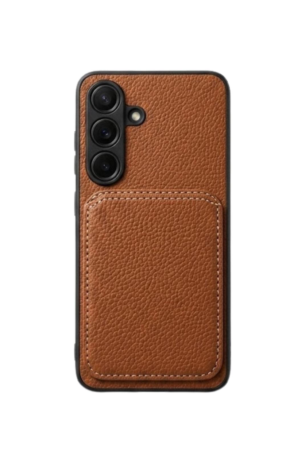 Samsung S25 Kartlıklı Telefon Kılıfı Kahverengi
