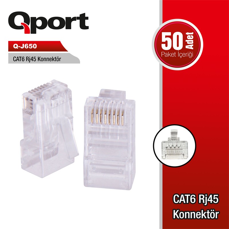 Qport Q-J650 Cat6 50 Li̇k Rj-45 Konnektör