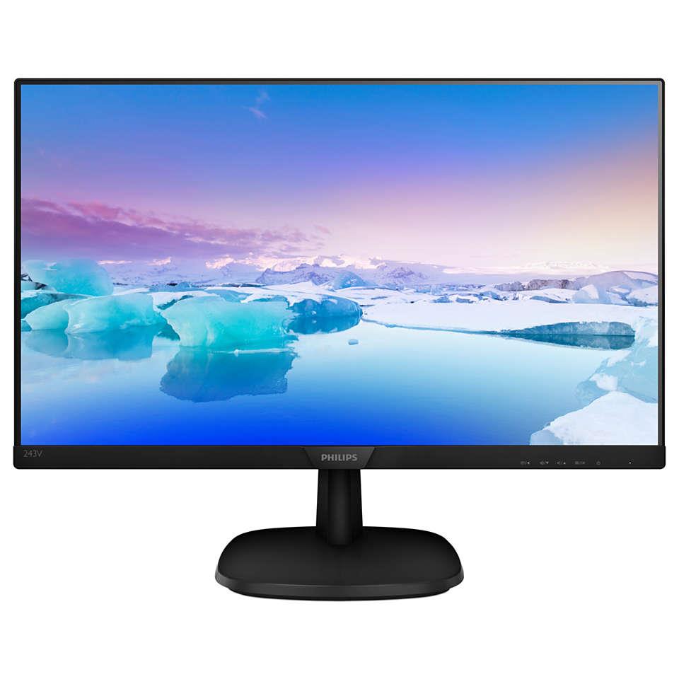 23.8 Philips 243V7Qjabf/00 Ips 4Ms 75Mhz 1Xvga 1Xhdmi 1Xdp Fhd 1920X1080 Hoparlör Flicker-Free Vesa Si̇yah