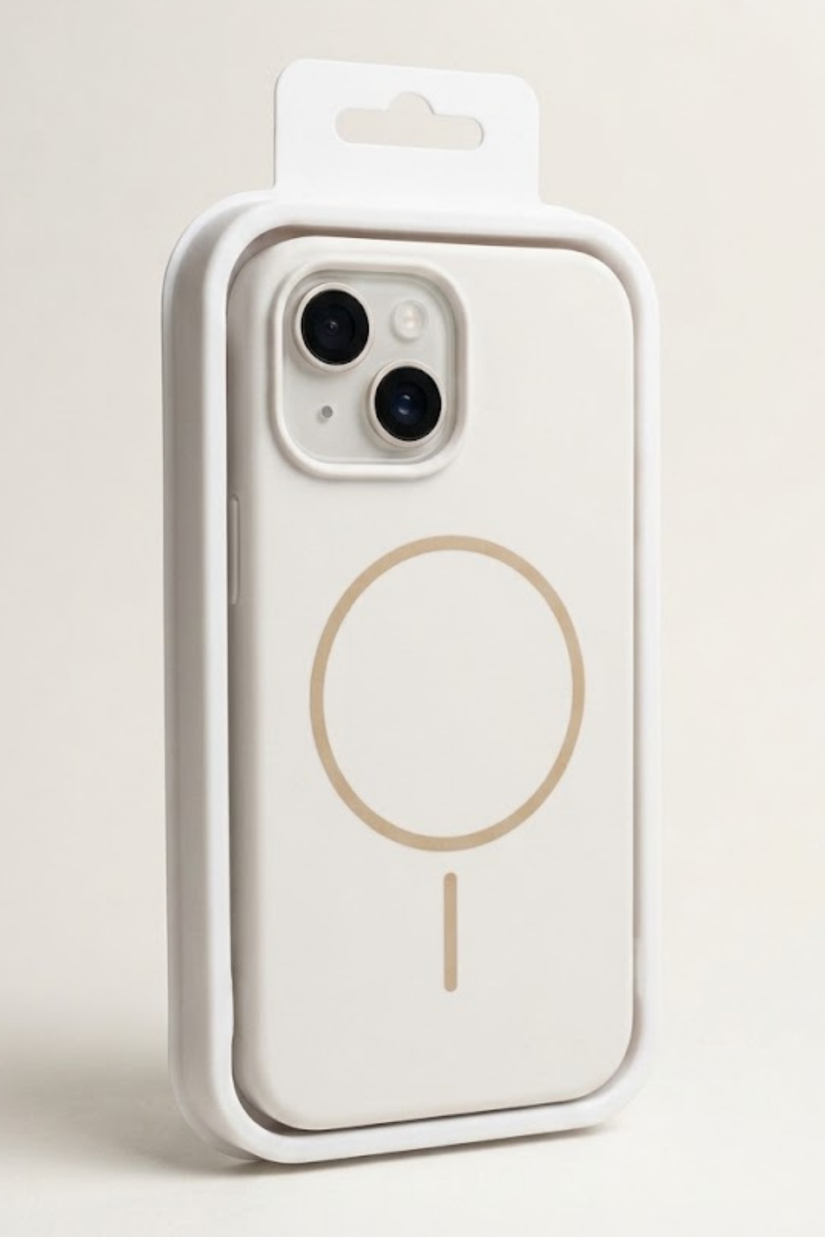 iPhone 15 Uyumlu Beyaz Lensli Magsefe Özellikli Silikon Kılıf - Beyaz
