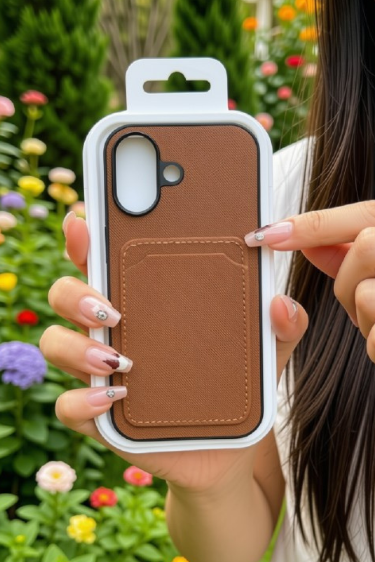 iPhone 17 Cüzdanlı Deri Kılıf - Kahverengi
