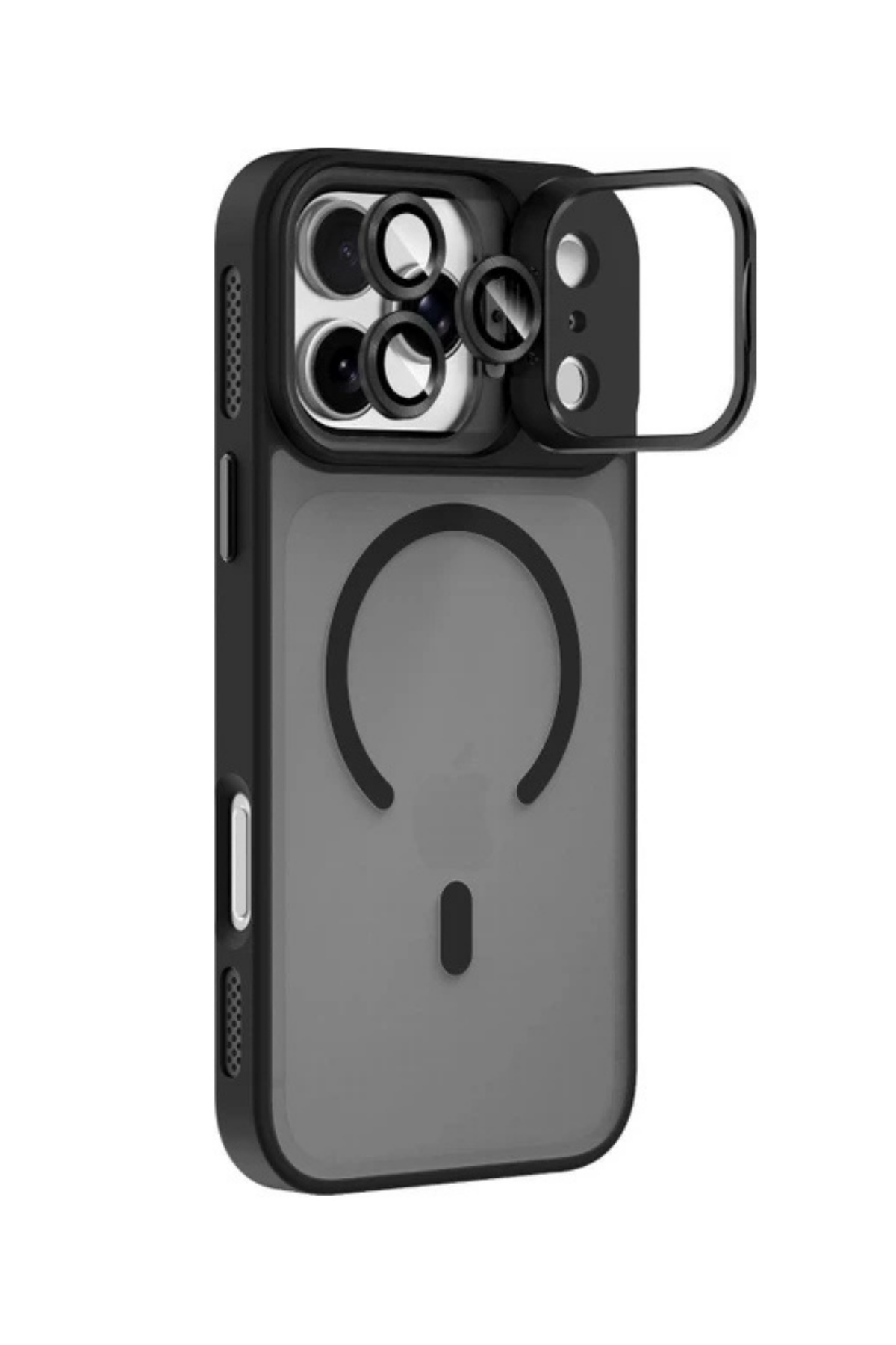 iPhone 17 Kamera Korumalı Lensli Magsafe Özellikli Şeffaf Kılıf - Siyah