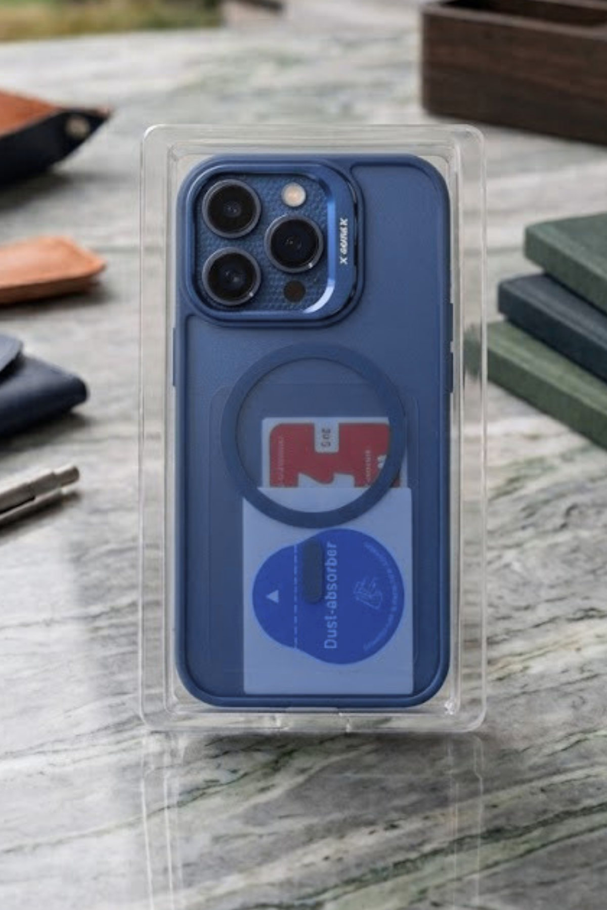 iPhone 16 Pro Kamera Korumalı Lensli Magsafe Özellikli Şeffaf Kılıf - Lacivert
