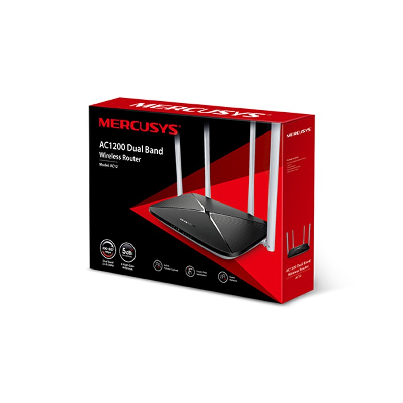 Tp-Link Mercusys Ac12 Ac1200 867Mbps/5Ghz/300Mbps/2.4Ghz Dual Band Kablosuz Router