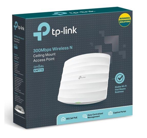 Tp-Link Omada Eap115 1 Port 10/100 2.4Ghz 300Mbps 2X4Dbi Anten Tavan Ti̇pi̇ Access Point
