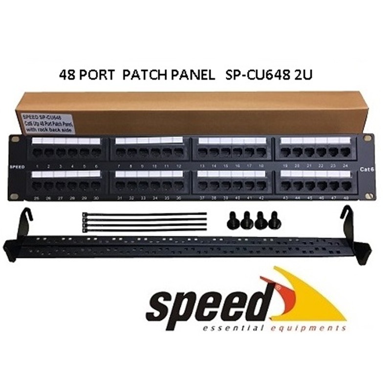 Speed Sp-Cu648 2U 48 Port Cat6 Dolu Utp Patch Panel + Kablo Düzenleyi̇ci̇