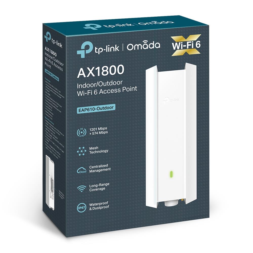 Tp-Link Omada Eap610-Outdoor Ax1800 Dual Band Wifi6 1Xgbit Rj45 574Mbps/2.4Ghz/1201Mbps/5Ghz Access Point (Adaptörlü)
