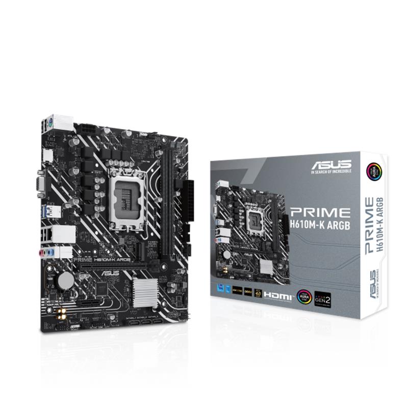 Asus Prime H610M-K Argb Ddr5 5600Mhz 1Xvga 1Xhdmi 1Xm.2 Usb 3.2 Matx 1700P (12. / 13. Ve 14. Nesi̇l İşlemci̇ Uyumlu)
