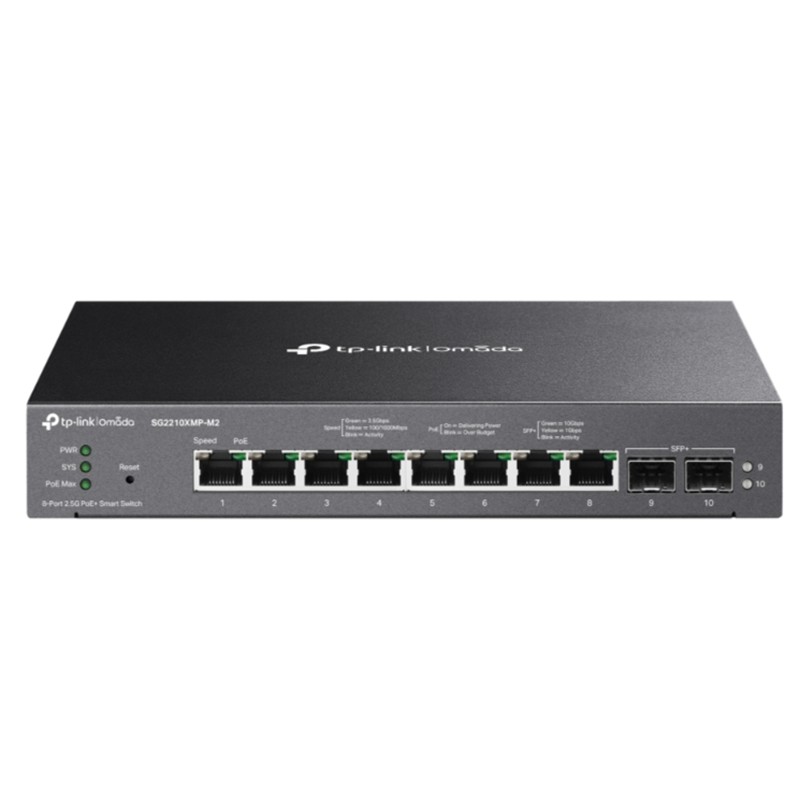 Tp-Link Omada Sg2210Xmp-M2 8 Port Gigabit + 2X10G Sfp Yöneti̇lebi̇li̇r 160W Poe Switch