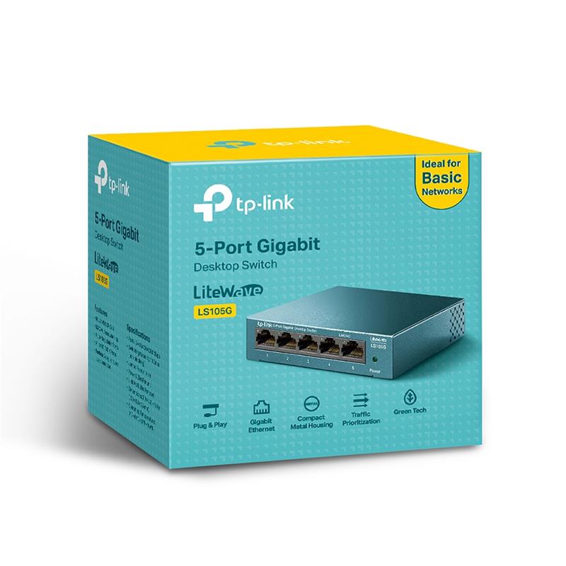 Tp-Link Ls105G 5 Port Gigabit Metal Kasa Switch