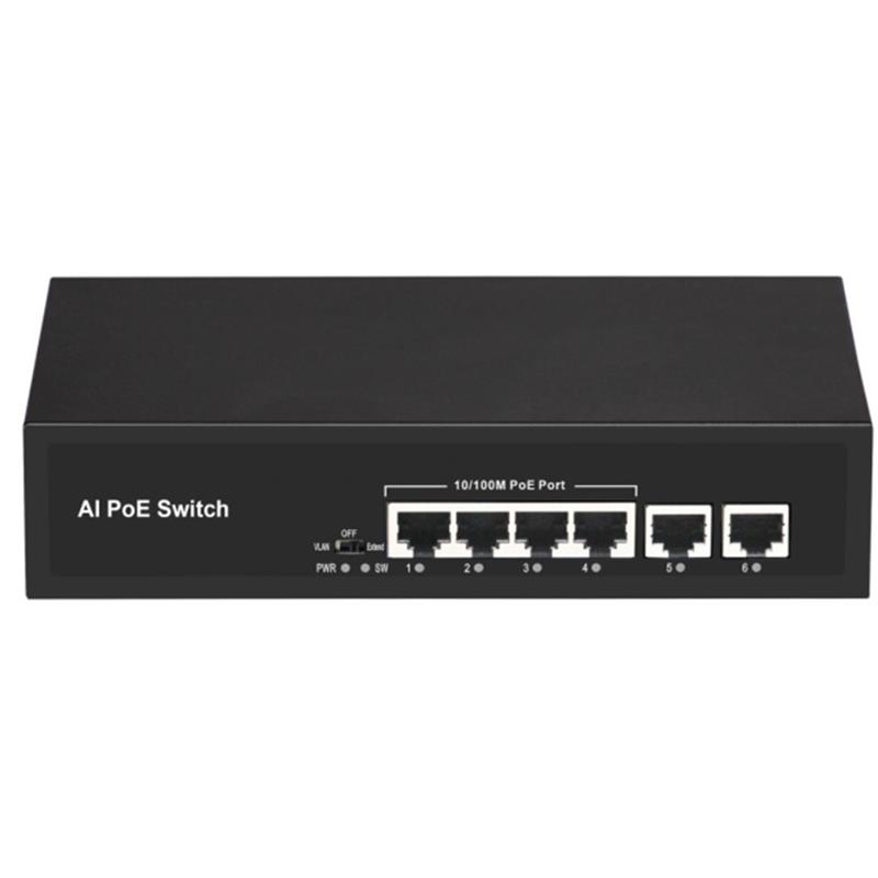 Uranium Poe-4020-55W 4 Port 10/100 + 2 Port 10/100 Rj45 Uplink Poe Switch (Realtek Chipset)