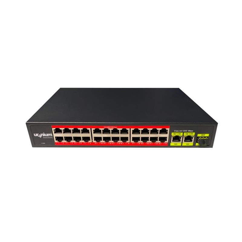 Uranium Poe-2421Sfp-300W 24 Port 10/100+2X Gigabit Uplink +1Xsfp Rackmount Switch (Realtek Chipset)