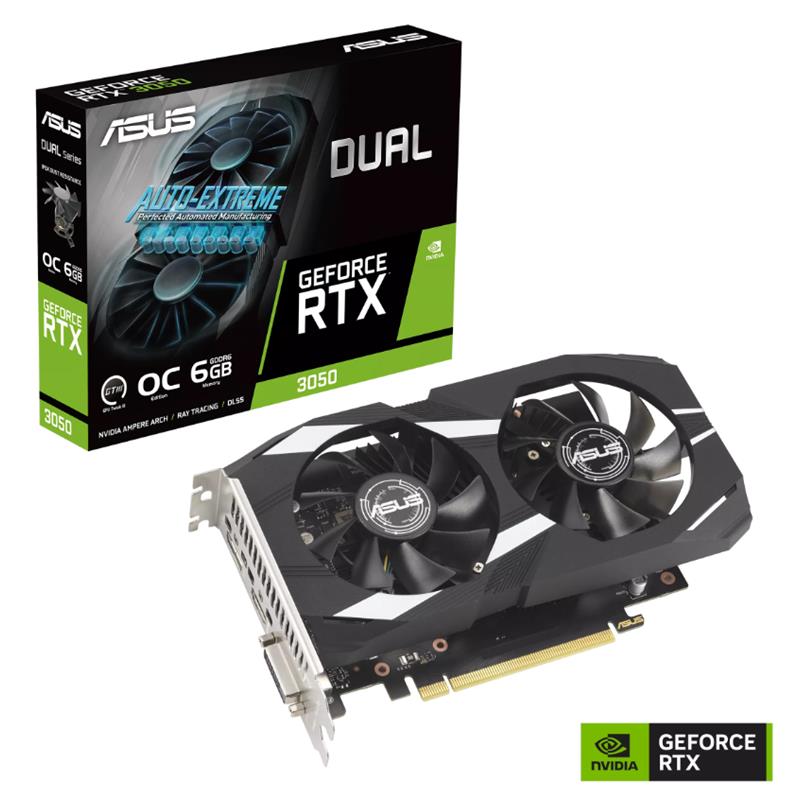 Asus Geforce Dual-Rtx3050-O6G 6Gb Gddr6 96Bit 1Xhdmi 1Xdp 1Xdvi Ekran Karti