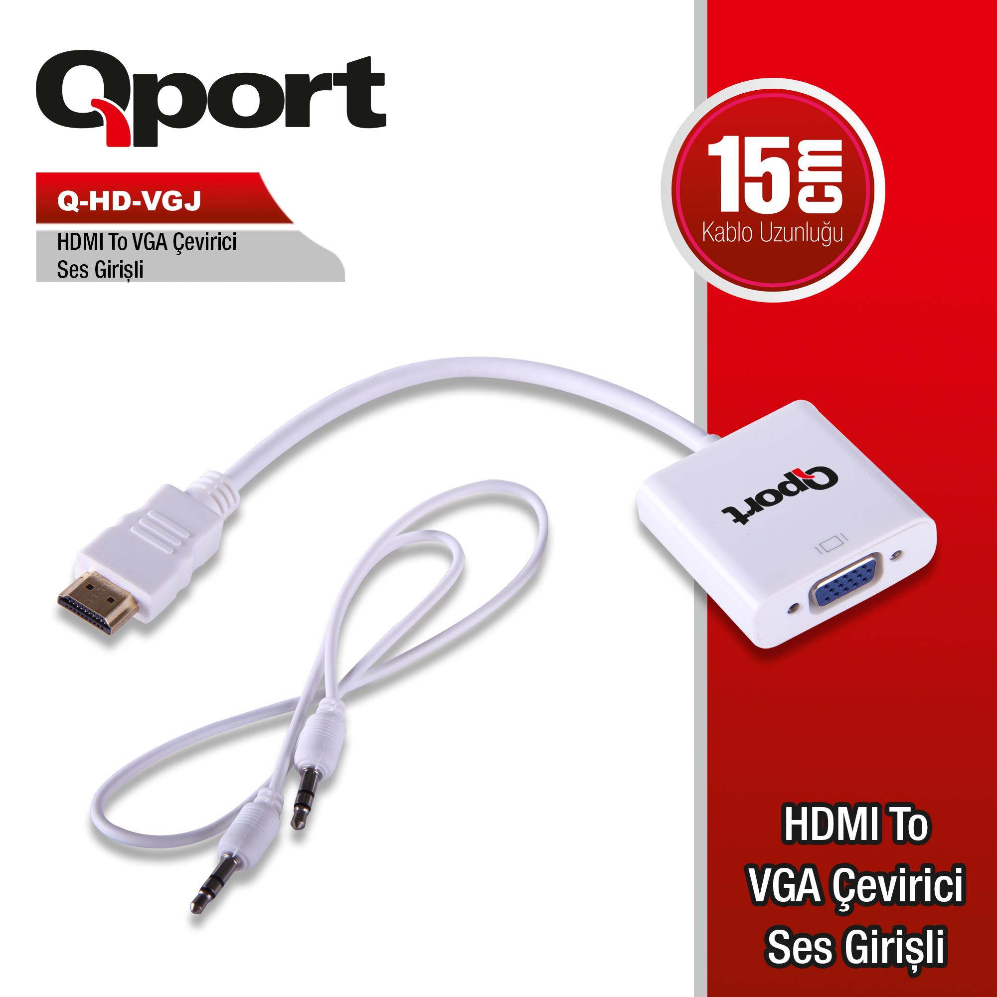 Qport Q-Hd-Vgj  Hdmi To Vga Cevirici+ Ses Jack