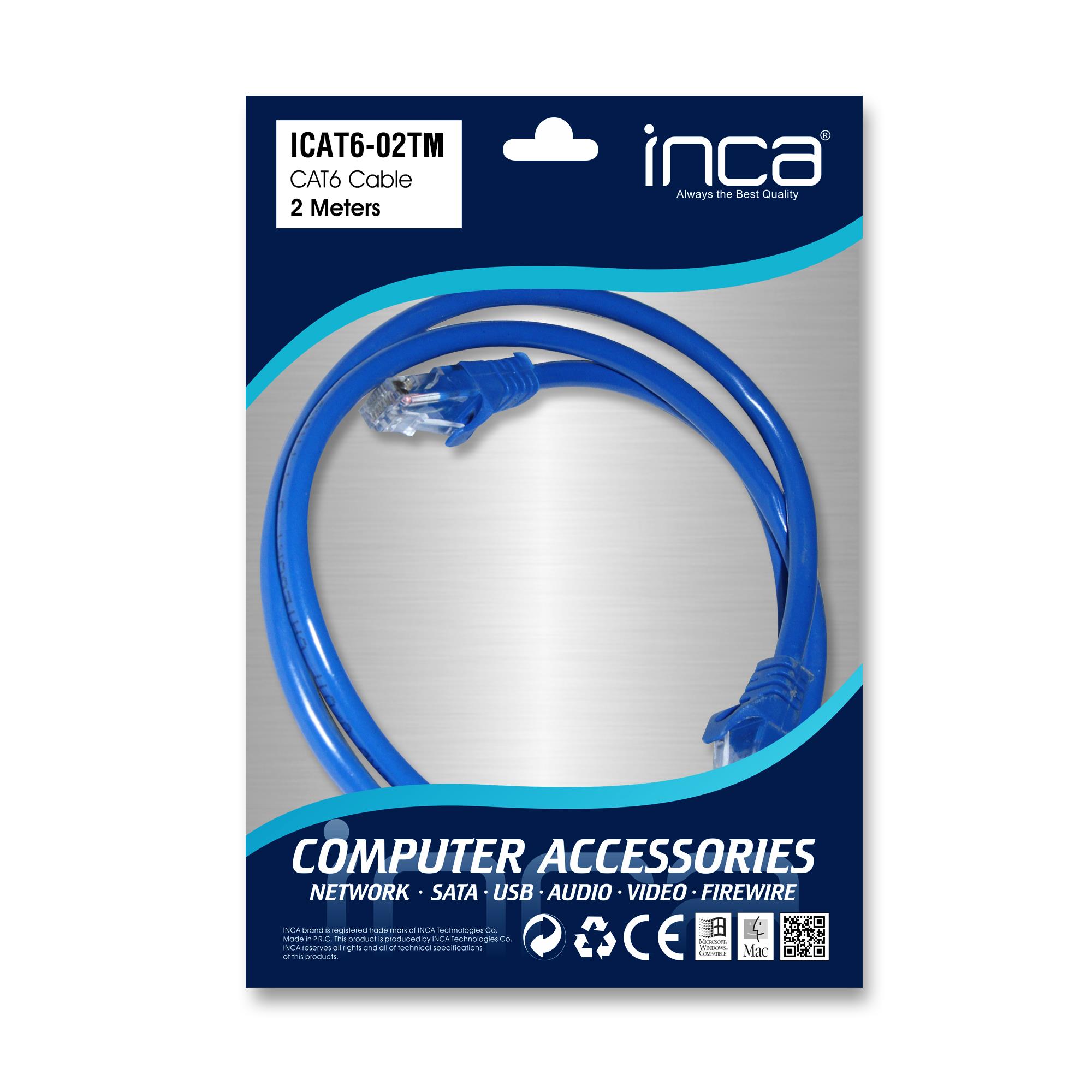 Inca Icat6-02Tm 2Mt Cat6 Utp Patch Kablo Mavi̇