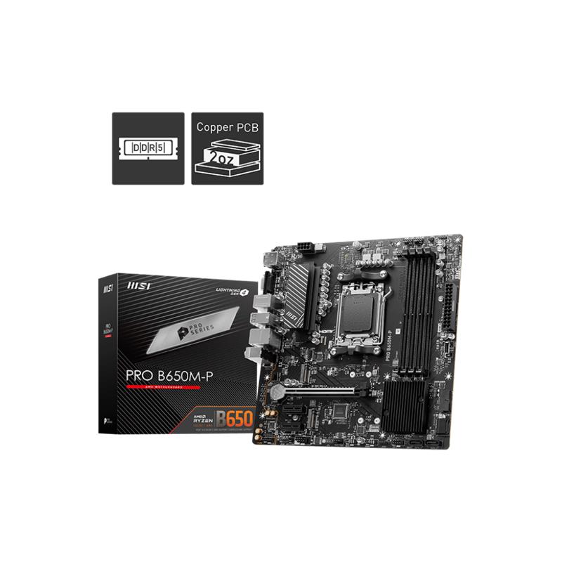 Msi Pro B650M-P Ddr5 6000Mhz(Oc) 1Xvga 1Xhdmi 1Xdp 2Xm.2 Usb 3.2 Matx Am5 (Amd Am5 9000/8000/7000 Seri̇leri̇ İle Uyumlu)
