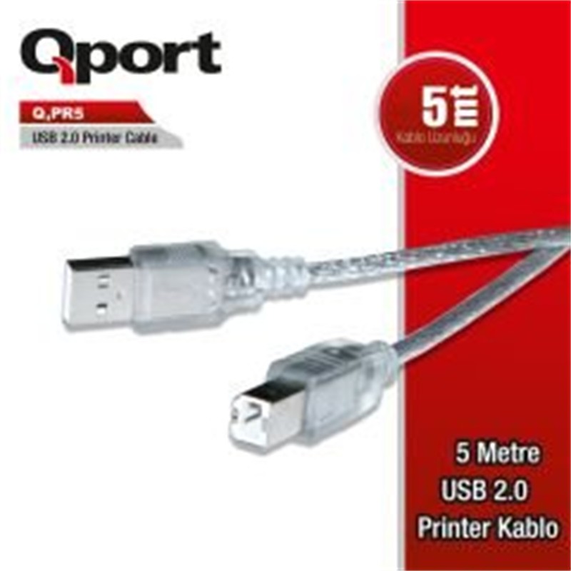 Qport Q-Pr5 Usb 2.0 5M Yazici Kablosu