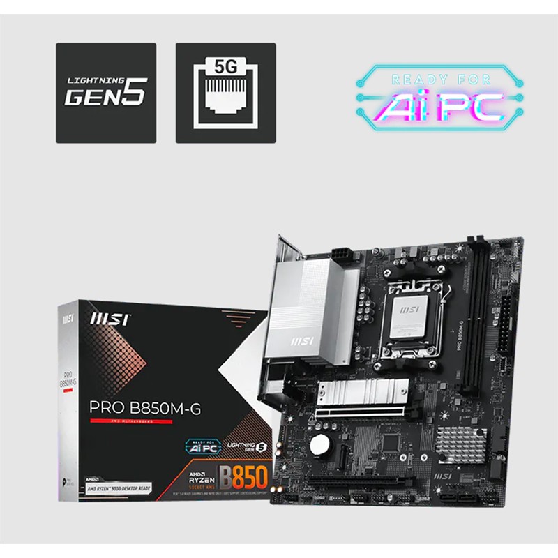 Msi Pro B850M-G Ddr5 8200Mt/S 1Xhdmi 1Xdp 2Xm.2 Usb Matx Am5 (Amd Am5 9000/8000/7000 Seri̇ İle Uyumlu)