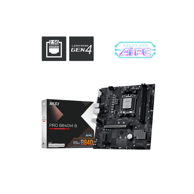 Msi Pro B840M-B Ddr5 8000Mt/S 1Xhdmi 2Xm.2 Usb-C Am5 Matx (Amd Am5 9000/8000/7000 Seri̇leri̇ İle Uyumlu)