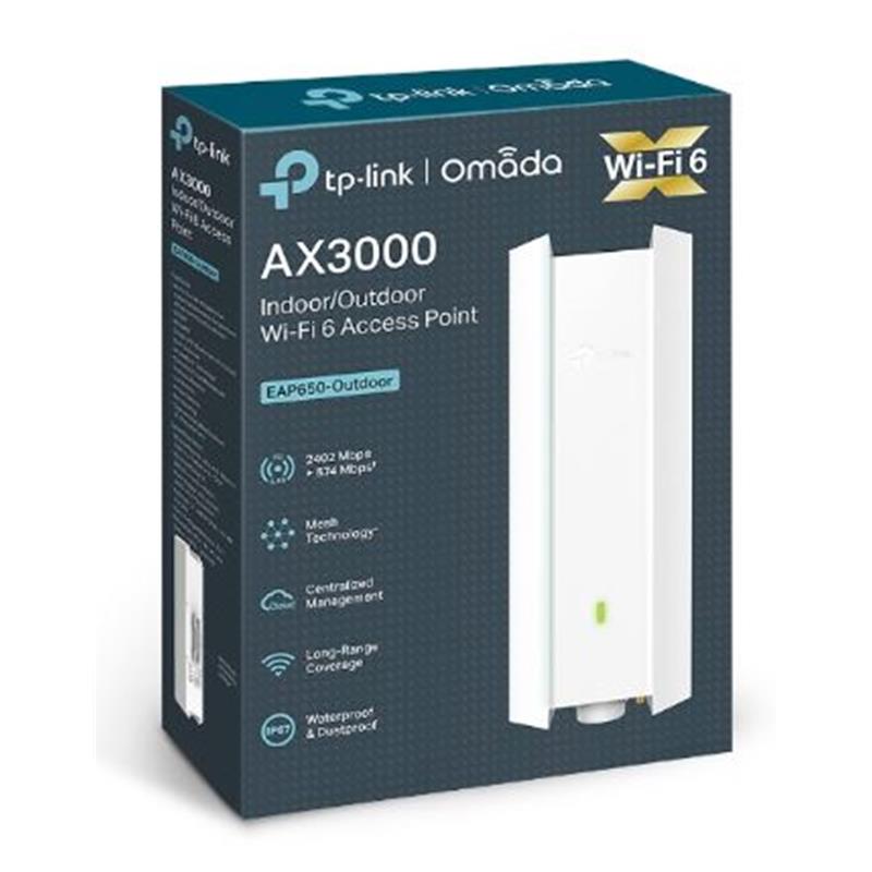 Tp-Link Omada Eap650-Outdoor Ax3000 Dual Band Wifi6 1Xgbit Rj45 574Mbps/2.4Ghz/2402Mbps/5Ghz Access Point (Adaptörlü)